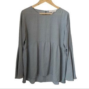 Loft gray long sleeve babydoll blouse